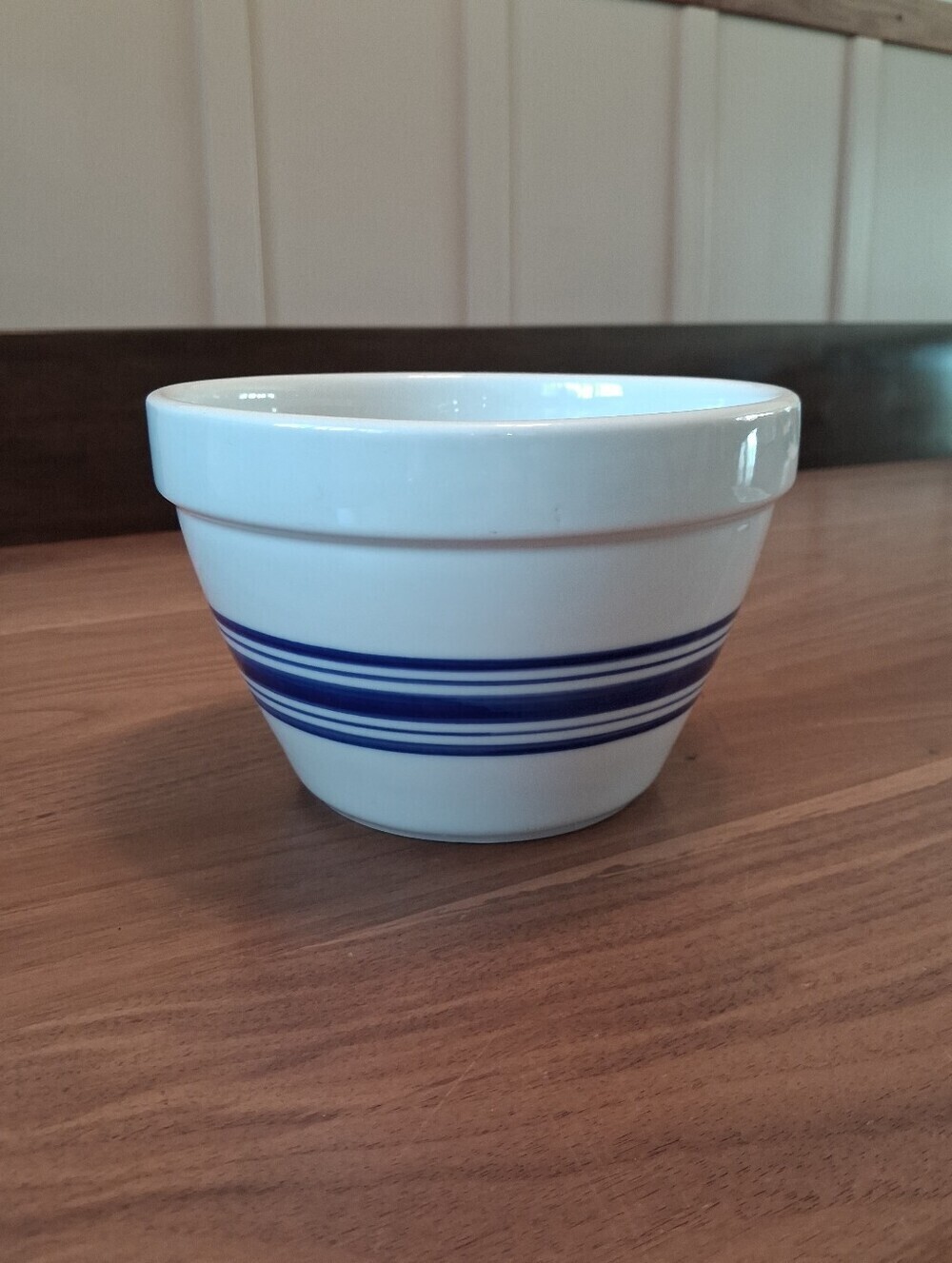 Crate & Barrel Stoneware 7" Bowl Classic Blue Stripe